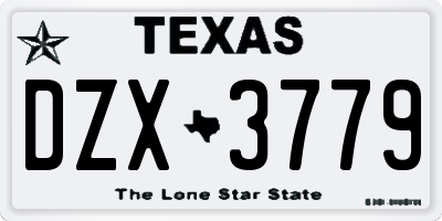 TX license plate DZX3779