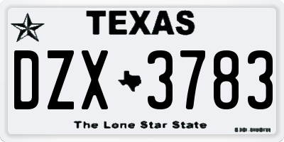 TX license plate DZX3783