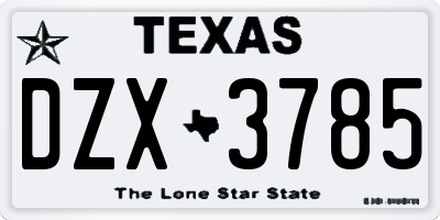 TX license plate DZX3785