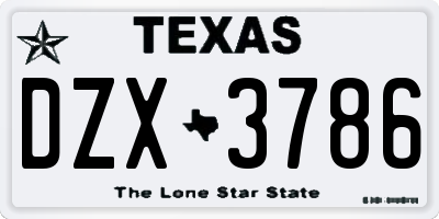 TX license plate DZX3786