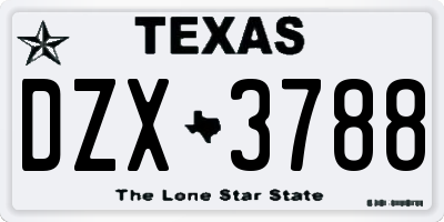 TX license plate DZX3788