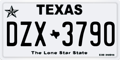 TX license plate DZX3790