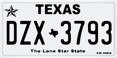 TX license plate DZX3793
