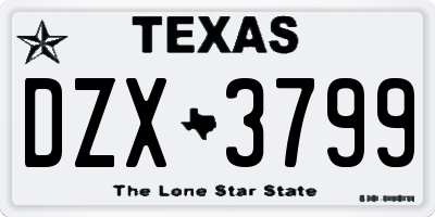 TX license plate DZX3799