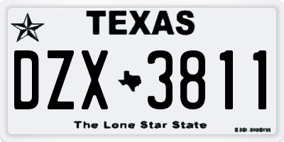 TX license plate DZX3811