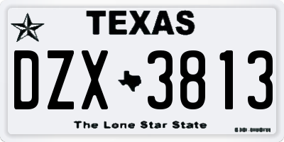 TX license plate DZX3813