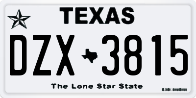 TX license plate DZX3815