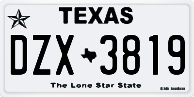 TX license plate DZX3819