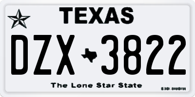 TX license plate DZX3822