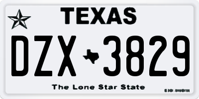 TX license plate DZX3829