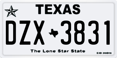TX license plate DZX3831