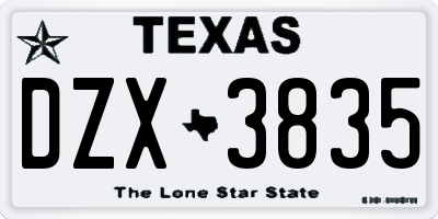 TX license plate DZX3835