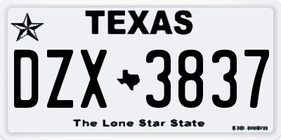 TX license plate DZX3837
