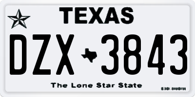 TX license plate DZX3843