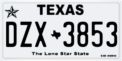 TX license plate DZX3853