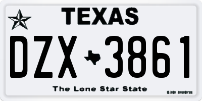 TX license plate DZX3861