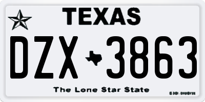 TX license plate DZX3863