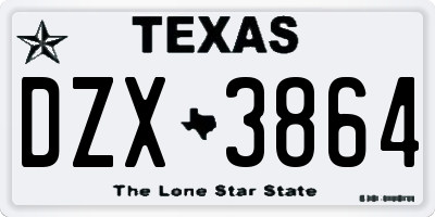 TX license plate DZX3864