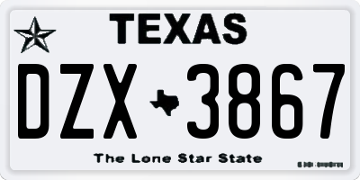 TX license plate DZX3867