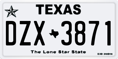 TX license plate DZX3871