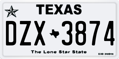 TX license plate DZX3874