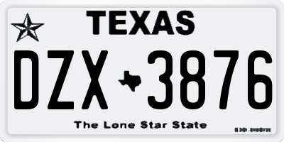 TX license plate DZX3876