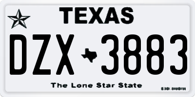 TX license plate DZX3883