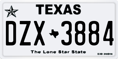 TX license plate DZX3884