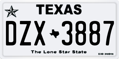 TX license plate DZX3887