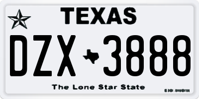 TX license plate DZX3888