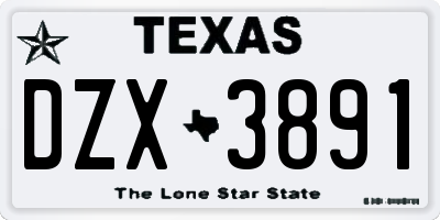 TX license plate DZX3891