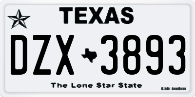 TX license plate DZX3893