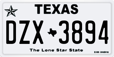TX license plate DZX3894