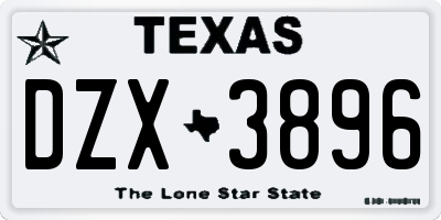 TX license plate DZX3896