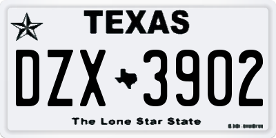 TX license plate DZX3902