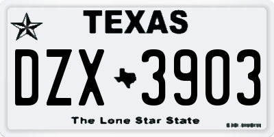 TX license plate DZX3903
