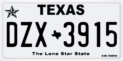 TX license plate DZX3915