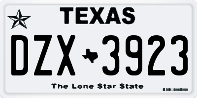 TX license plate DZX3923