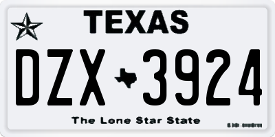 TX license plate DZX3924