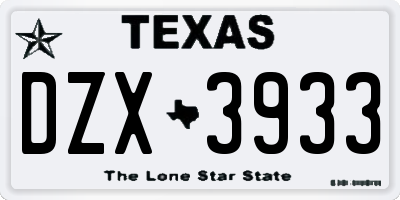 TX license plate DZX3933