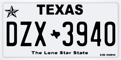 TX license plate DZX3940