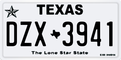 TX license plate DZX3941