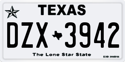 TX license plate DZX3942