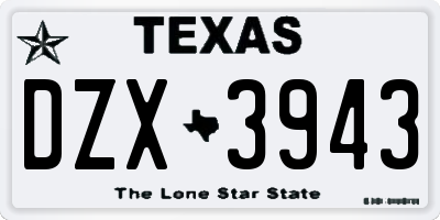 TX license plate DZX3943