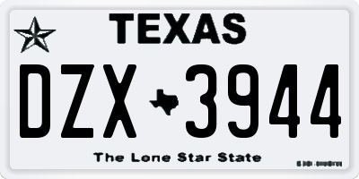 TX license plate DZX3944