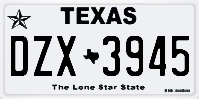 TX license plate DZX3945