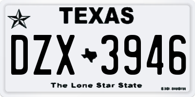 TX license plate DZX3946