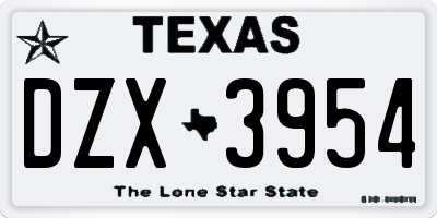 TX license plate DZX3954