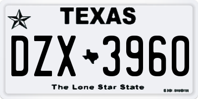 TX license plate DZX3960