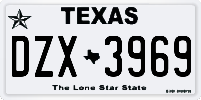 TX license plate DZX3969